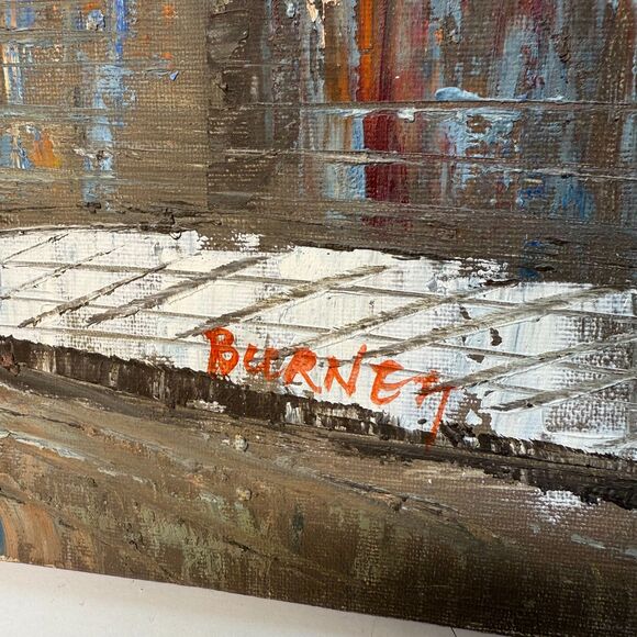 Original Oil Painting Signed Burnett Eiffel Tower Paris France MCM Wall Decor - Picture 8 of 11